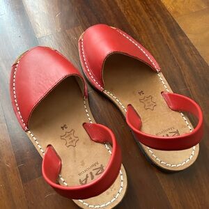 Red Leather Sandals by Ria Menorca